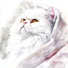 watercolour kitten on a white background