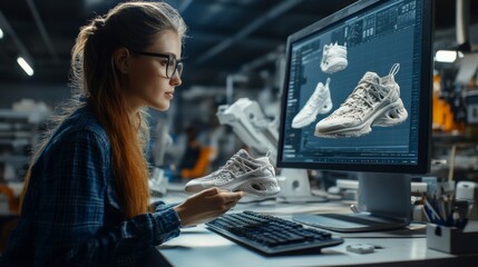 Designer at Work on Sneaker Prototype