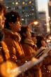 © cff999 - a group of people in orange jackets singing in the snow