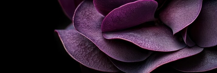 Canvas Print -  Close-up of a purple flower against a black background, with soft focus on the flower's center