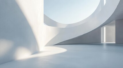 Wall Mural - Abstract architectural curves and shadows on a minimalist white background