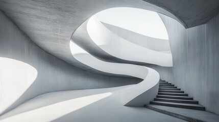 Wall Mural - Abstract architectural curves and shadows on a minimalist white background