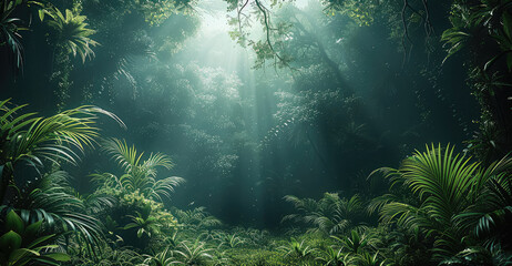 a beautiful dark black jungle background, shining bright in the center bottom, clean and clear tree 