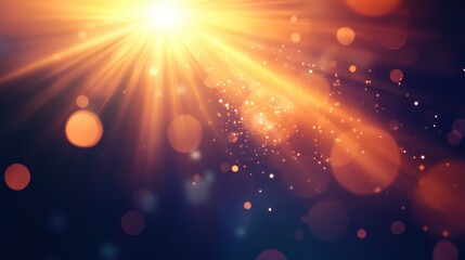 Poster - Bright lens flare effect on dark background with radiant sunburst pattern