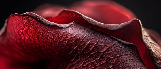 Canvas Print -  A tight shot of a red flower with water beads on its thin petals