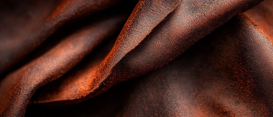 Canvas Print -  A detailed view of a brown fabric with thin strips of material above and below