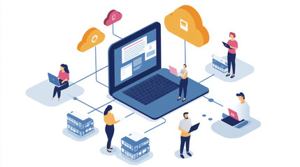 Wall Mural - cloud computing lets you access data and programs from any device connected to the internet. it allo