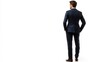 © Napasnan - Full-body back view of man in professional business suit, standing confidently on white background. Ready for success