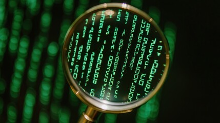 Poster - Magnifying Glass Enlarging Green Digital Code