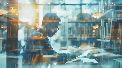 Man Coding and Trading with Cybersecurity Hologram, Analyzing Data, Cybersecurity