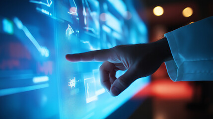 hand pointing at the screen, Innovative software development is transforming healthcare and enhancing patient satisfaction