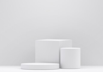 Wall Mural - white product display podium in studio room, for display presentation