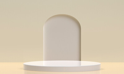 Wall Mural - white product display podium in studio room, pastel beige color for display presentation