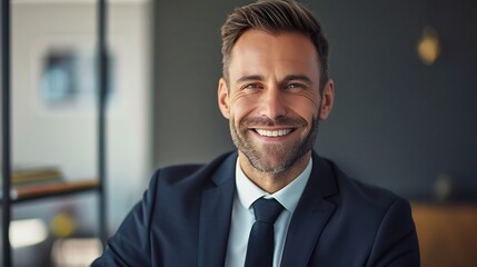 Handsome Man in Formal Suit Smiling at the Camera, Isolated, Business Theme, Formal Suit, Smiling