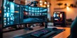 © Lamina - sleek gaming setup with a high-end webcam attached to a curved monitor, optimized for live-streaming, highlighting modern streaming technology.