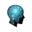 © Selomitada - Artificial intelligence head logo vector illustration template, simple icon of technology, sticker design