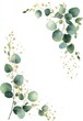 © Vera CHIS - Watercolor floral illustration with gold branches and green leaf frame for wedding stationary, greetings, wallpapers, fashion, background. Eucalyptus, olive, green leaves.