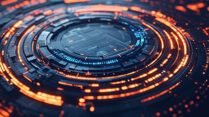 Poster - Abstract Circular Glowing Technology Interface