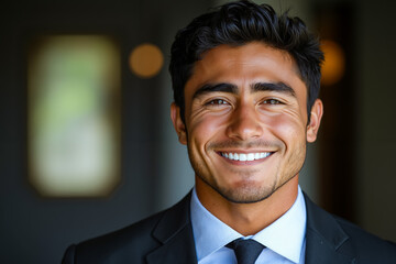 Poster - A man in a suit and tie smiles at the camera