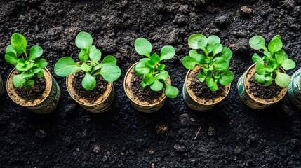 Poster - The concept of growing money, a row made up of growing plant