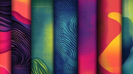 A colorful abstract background with different patterns and textures.