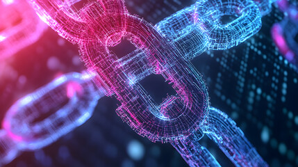 Wall Mural - a chain of links is shown in a blue and red color scheme