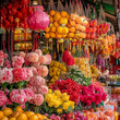© mindstorm - Flower market bursting with colourful blooms for lunar new year celebrations