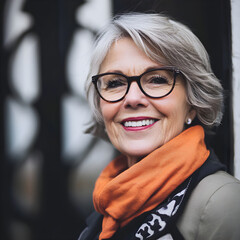 Beautiful senior woman smiling outdoors