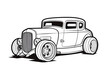 © Chris - Hot Rod Auto Illustration in Schwarzweiß - Ki generiert