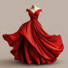 Wall Mural - Red dress on mannequin in chic boutique display.