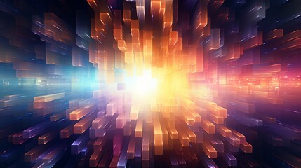 Canvas Print - dark red purple blue color light abstract pixels technology background. neural network ai generated 