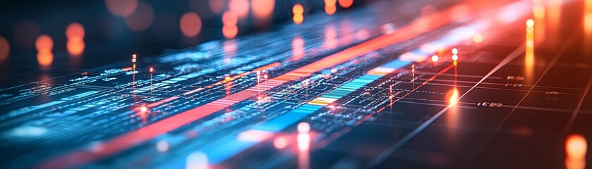 Detailed 3D Gantt Chart Illustration with Data Elements