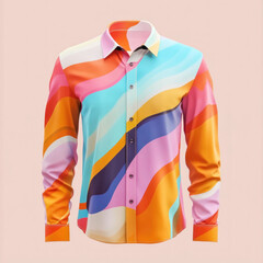 Colorful shirt with vibrant pattern.