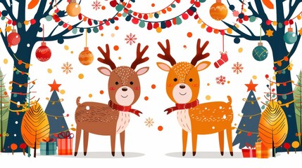 Cute Abstract Christmas Celebration with Reindeer