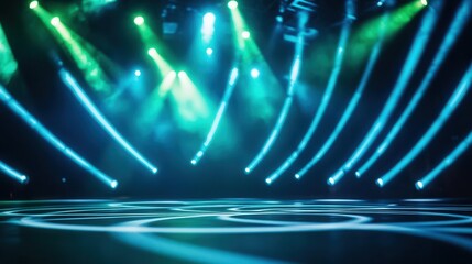 Wall Mural - blue and green stage lights abstract background