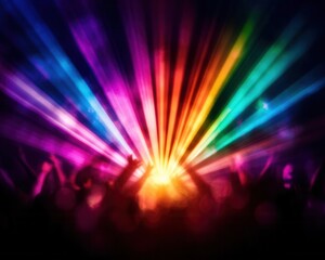 Wall Mural - colorful stage lights illuminated crowd party nightclub background