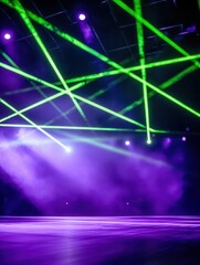 Wall Mural - purple and green laser lights stage background
