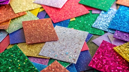 Colorful paper pieces with glitter, perfect for scrapbooking or crafts , colorful, paper, pieces, glitter, sparkly, shiny, craft