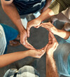 © SensSai/peopleimages.com - Creative business people, hands together and circle for collaboration, connection or partnership above office. Group, employee or flow hand shape in team building, motivation or meeting for support