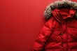 © Your Choice - Red winter parka with fur-lined hood displayed on a bright red background