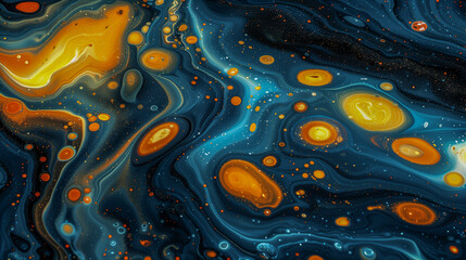 Wall Mural - Abstract Swirling Galaxy with Vibrant Orange and Blue Hues..