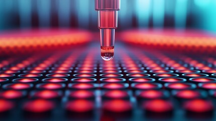Wall Mural - pipette dropping liquid into test tubes in laboratory