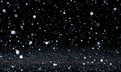 Wall Mural - falling snow isolated on black background