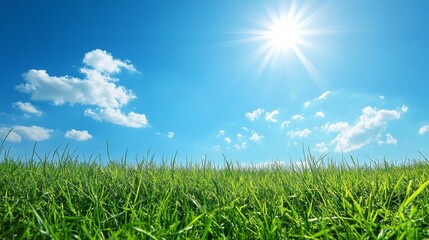 Canvas Print - Sunny Day Over Green Grass Field