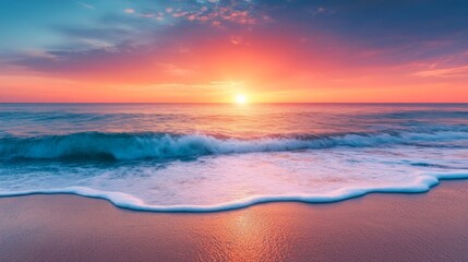 Canvas Print - Sunset Over Ocean Waves