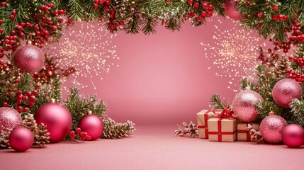 Christmas background. Festive New Year and Christmas composition design