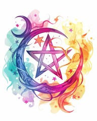 Painted mystical symbol of star, Halloween decoration