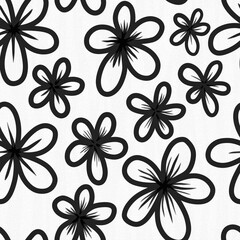 Wall Mural - seamless floral pattern black and white image 