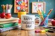 © Introvertia - Happy teachers day mug with school supplies on wooden desk