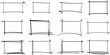 © Volha - Set of doodle handdrawn highlight rectangles. Collection of pencil or pen sketch elements of squares and marks isolated on transparent background. Brush doodle shape for message notes
